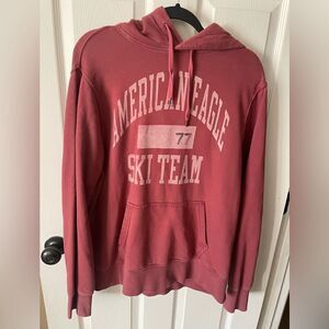 American Eagle Men's Super Soft Hoodie Red Ski Team Sweatshirt size M